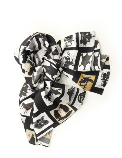 Fabienne Hess silk scarf, Zebras, Blanks and Blobs